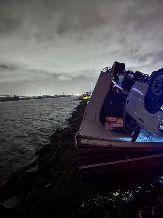 People trapped on France Road amid severe weather on Thursday, May 16, 2024. (Courtesy: New Orleans Fire Department)