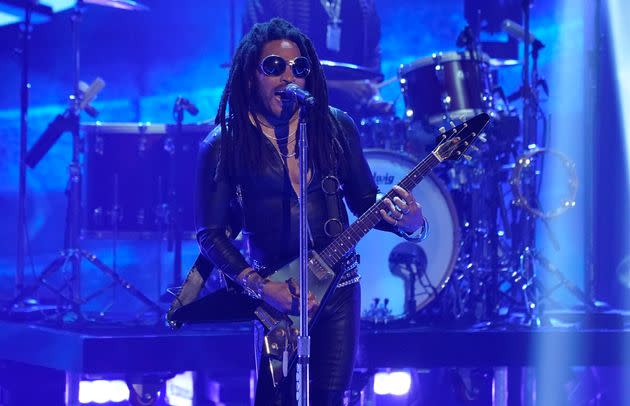 Lenny Kravitz performs at the iHeartRadio Music Awards on March 27 in Los Angeles.