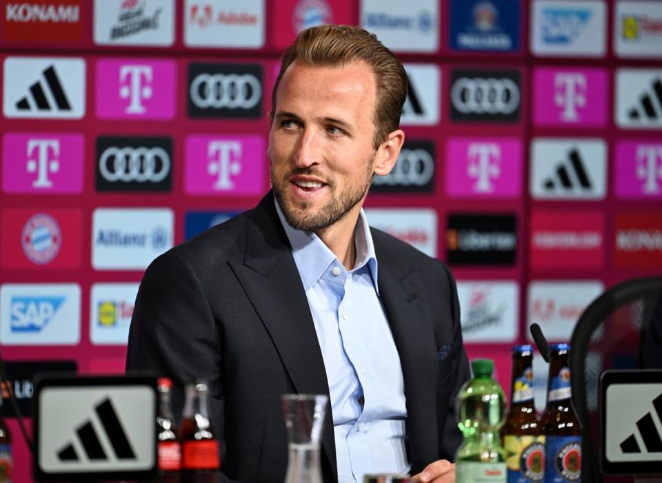 Harry Kane takes his first press conference as a new Bayern Munich player (Getty Images)