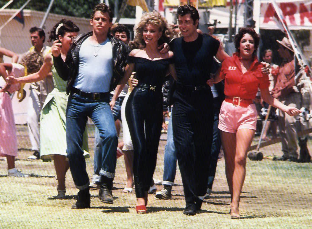Jeff Conaway, Olivia Newton-John, John Travolta and Stockard Channing in "Grease," 1978. 