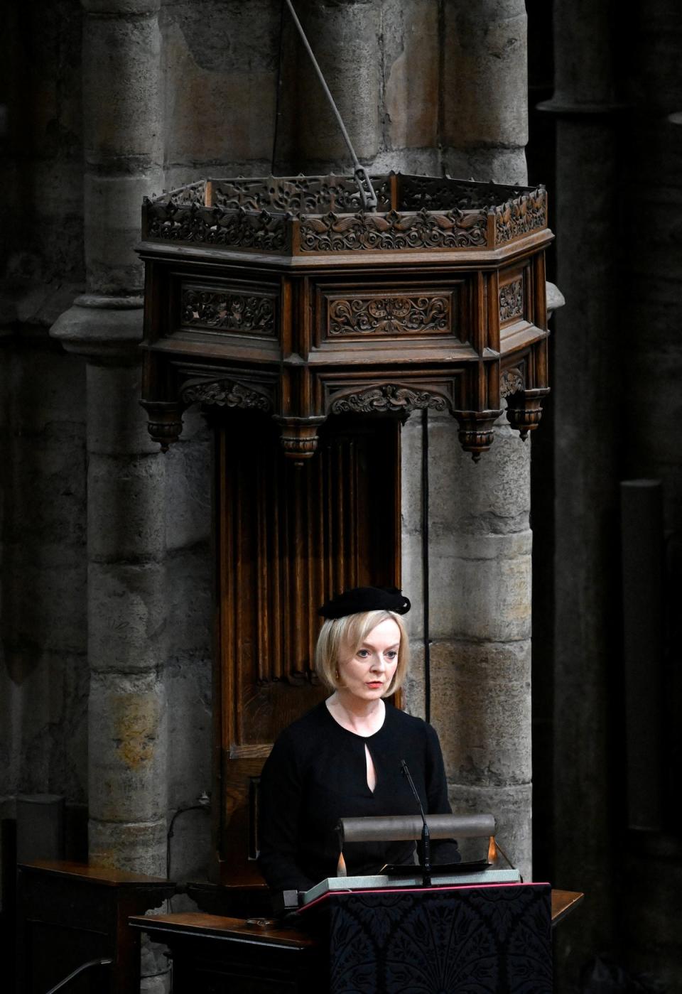 Liz Truss gives the second lesson at the funeral (Reuters)