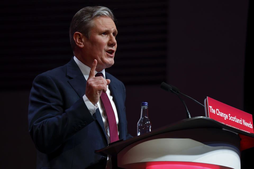 GLASGOW, SCOTLAND - FEBRUARY 18: Sir Keir Starmer, leader of the Labour Party gives his keynote speech to the Scottish Labour Party annual conference at the Scottish Event Campus (SEC) on February 18, 2024 in Glasgow, Scotland. (Photo by Jeff J Mitchell/Getty Images)