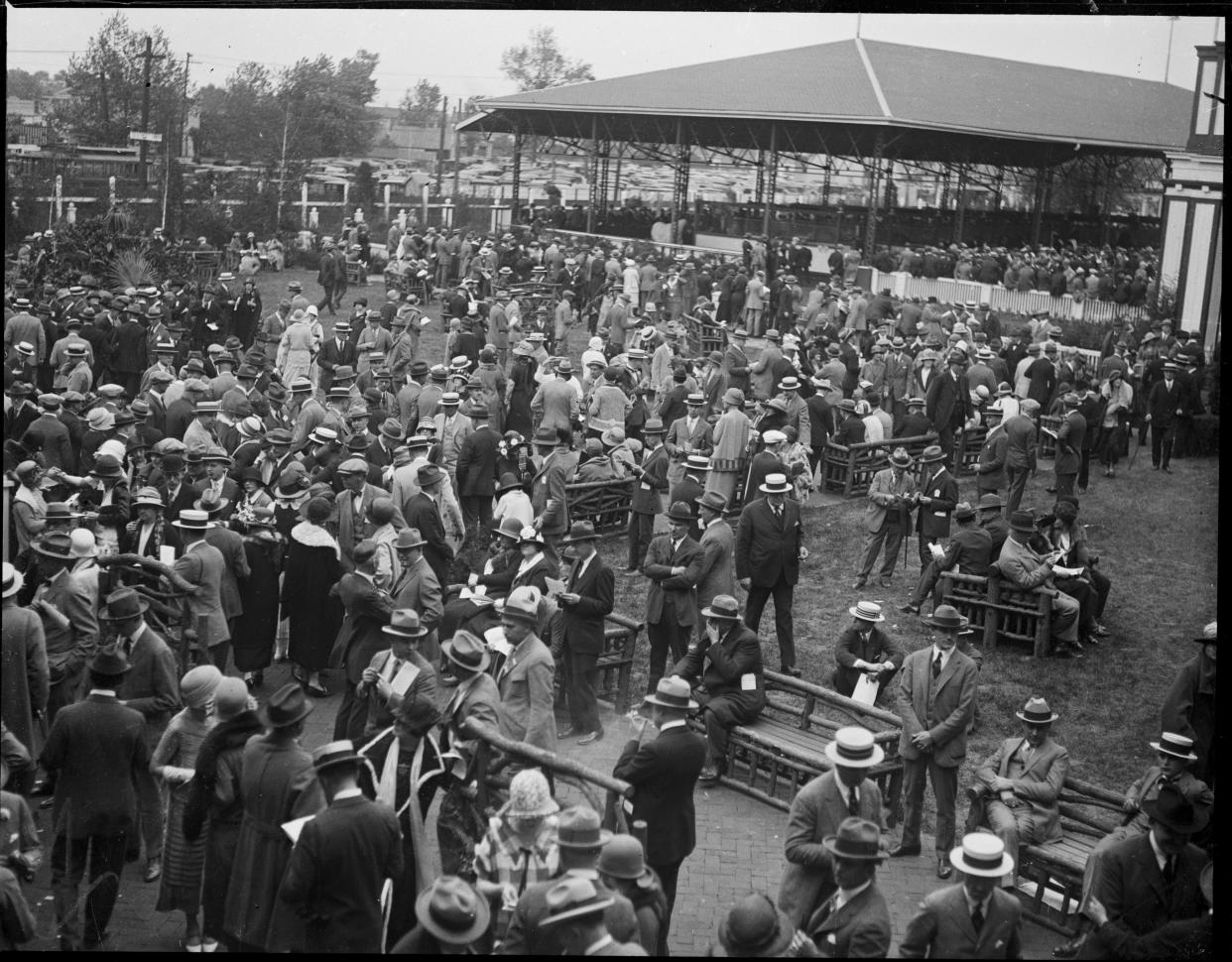 A scene from the paddock at Churchill Downs on Kentucky Derby Day. May 1924