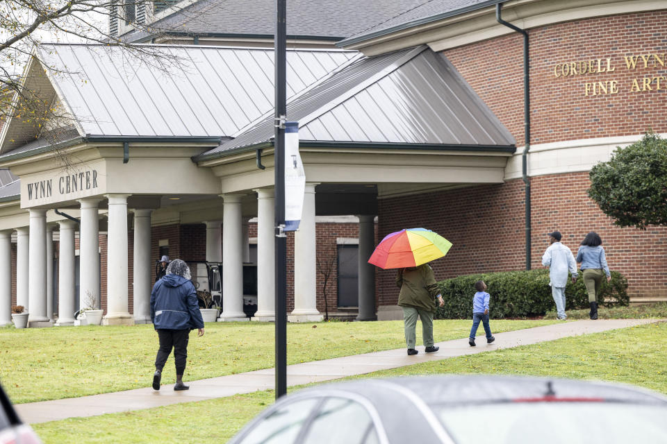 Voters enter Tuscaloosa County Ward 36 during a primary election, Tuesday, March 5, 2024, at Stillman College's Cordell Wynn Humanities & Fine Arts Center, in Tuscaloosa, Ala. (AP Photo/Vasha Hunt)