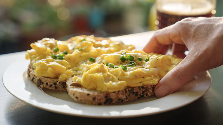 soft scrambled eggs on toast