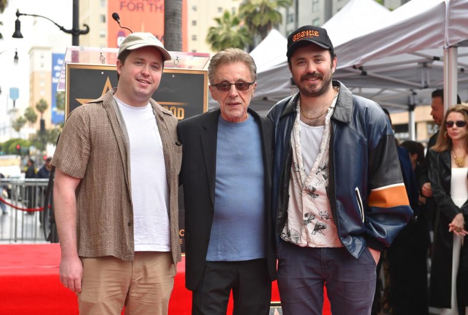 Valli (center) with his sons Brando and Emilio at his Hollywood Walk of Fame ceremony on May 3. Jordan Strauss/Invision/AP