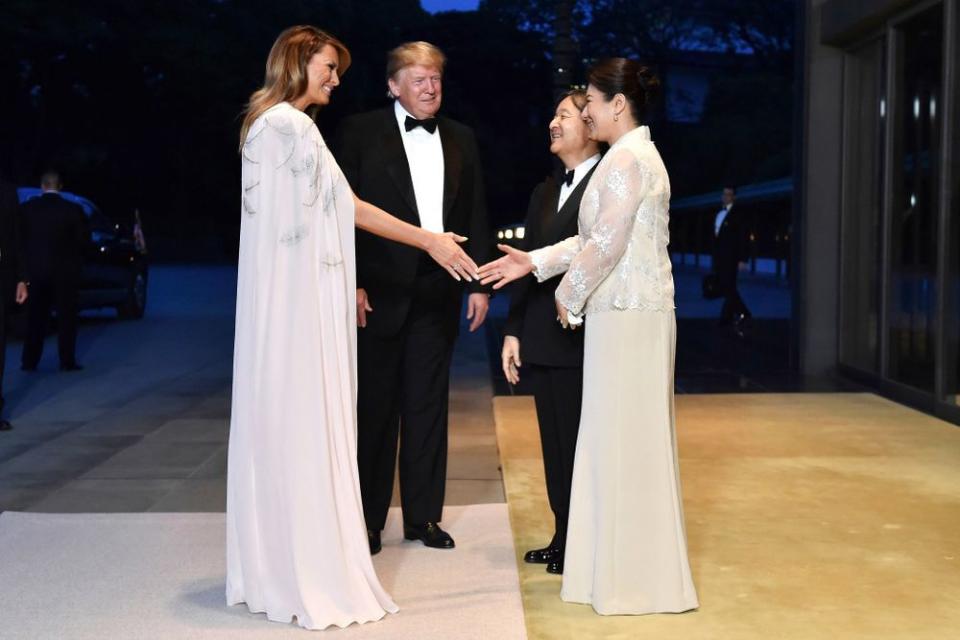 From left: First Lady Melania Trump and President Donald Trump with Emperor Naruhito and Empress Masako at the Japanese Imperial Palace on Monday | Kazuhiro Nogi/AP/REX/Shutterstock