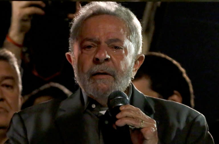 Former Brazilian President (2003-2011) Luiz Inacio Lula da Silva participates in a protest against interim president Michel Temer along Paulista Avenue in Sao Paulo, Brazil on June 10, 2016
