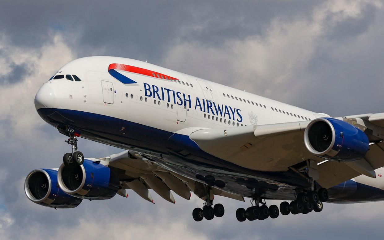 British Airways Airbus A380 aircraft landing in Heathrow - NurPhoto