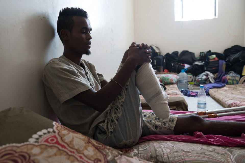 Migrant boat survivor in Al Hudaydah