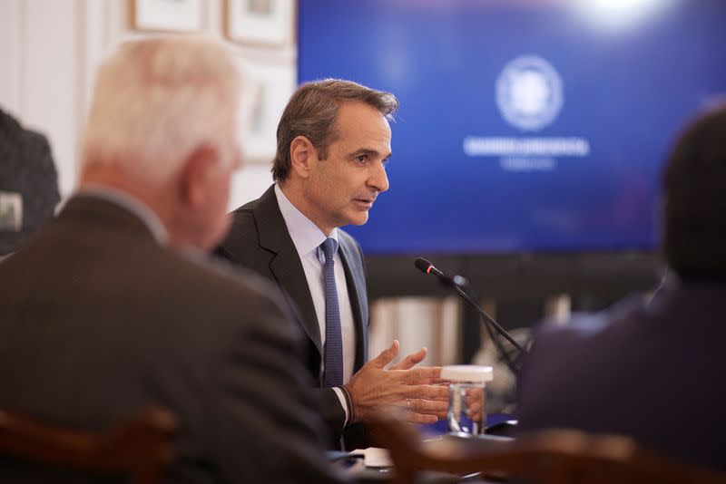 Greek PM Mitsotakis leads a cabinet meeting at the Maximos Mansion in Athens