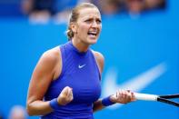 Tennis - WTA Premier - Aegon Classic - Edgbaston Priory Club, Birmingham, Britain - June 25, 2017 Czech Republic's Petra Kvitova celebrates during the final against Australia's Ashleigh Barty Action Images via Reuters/Peter Cziborra