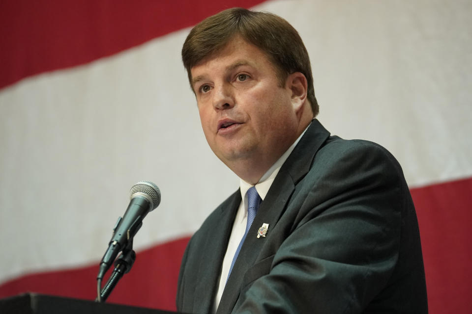 Madison County Commission Chairman Dale Strong is shown speaking in Huntsville, Ala., on Jan. 11, 2018. Strong is the Republican candidate for Alabama's 5th Congressional District seat. (Bob Gathany/bgathany@AL.com, via AP)