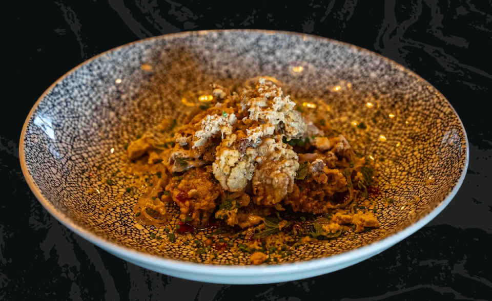 Fried Chicken Livers with Bourbon Peach Pepper Jelly from chef Amarys and Jordan Herndon at Swizzle at The Galt House Hotel in downtown Louisville.