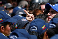 <p>Venezuelan opposition leader and Governor of Miranda state Henrique Capriles, right, takes part in a rally against Venezuelan President Nicolas Maduro’s government and to commemorate the 59th anniversary of the end of the dictatorship of Marcos Perez Jimenez in Caracas, Venezuela, Jan. 23, 2017. (Carlos Garcia Rawlins/Reuters) </p>