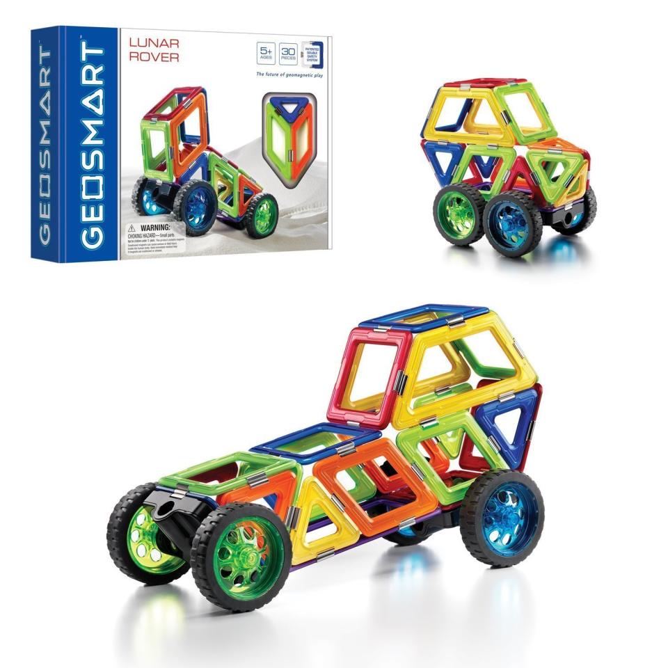 GeoSmart's <a href="https://www.amazon.com/GeoSmart-GEO-211US-Lunar-Rover/dp/B01LY8C0IR/" target="_blank">STEM-focused magnetic construction</a> allows kids to learn with GeoMagnetic play.&nbsp;