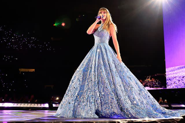 <p>Buda Mendes/TAS23/Getty</p> Taylor Swift on the Eras Tour in Brazil