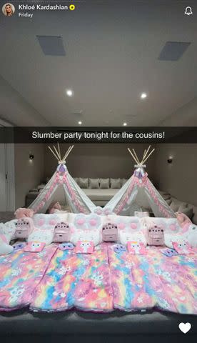 <p>Khloe Kardashian/Instagram</p> Cousins slumber party set up