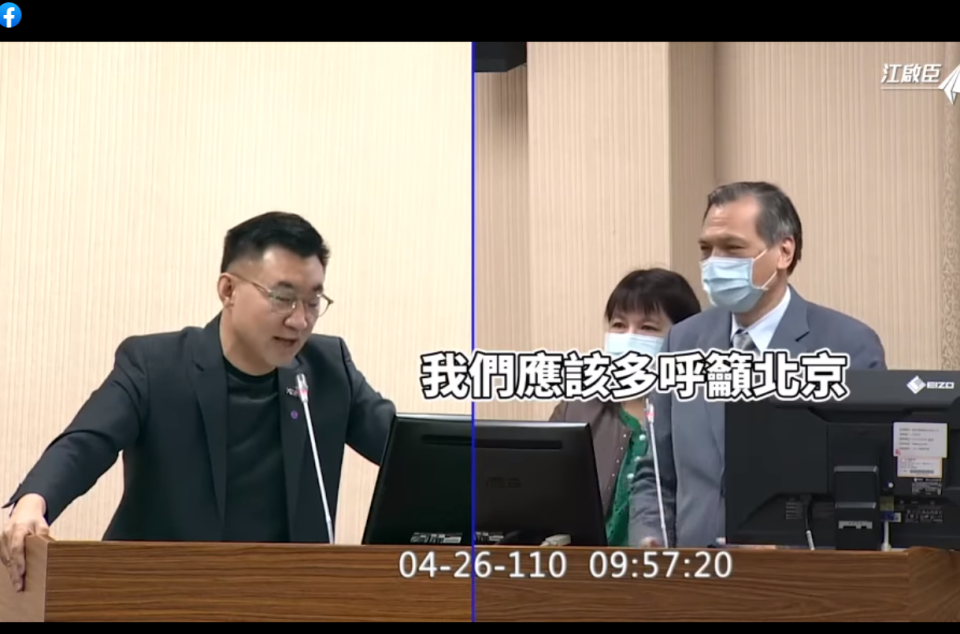 江啟臣問：「難道不能當美中之間的橋梁嗎？」陳明通回說：「應該多呼籲北京」。   圖：翻攝江啟臣臉書