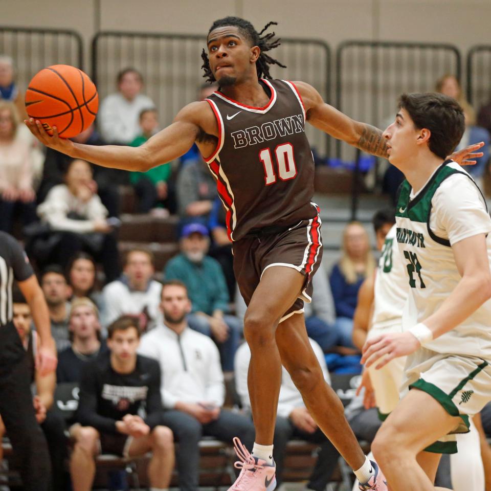 Brown's Kino Lilly Jr. gets to the bucket early in the second half during the Bears' win over Dartmouth on Saturday.