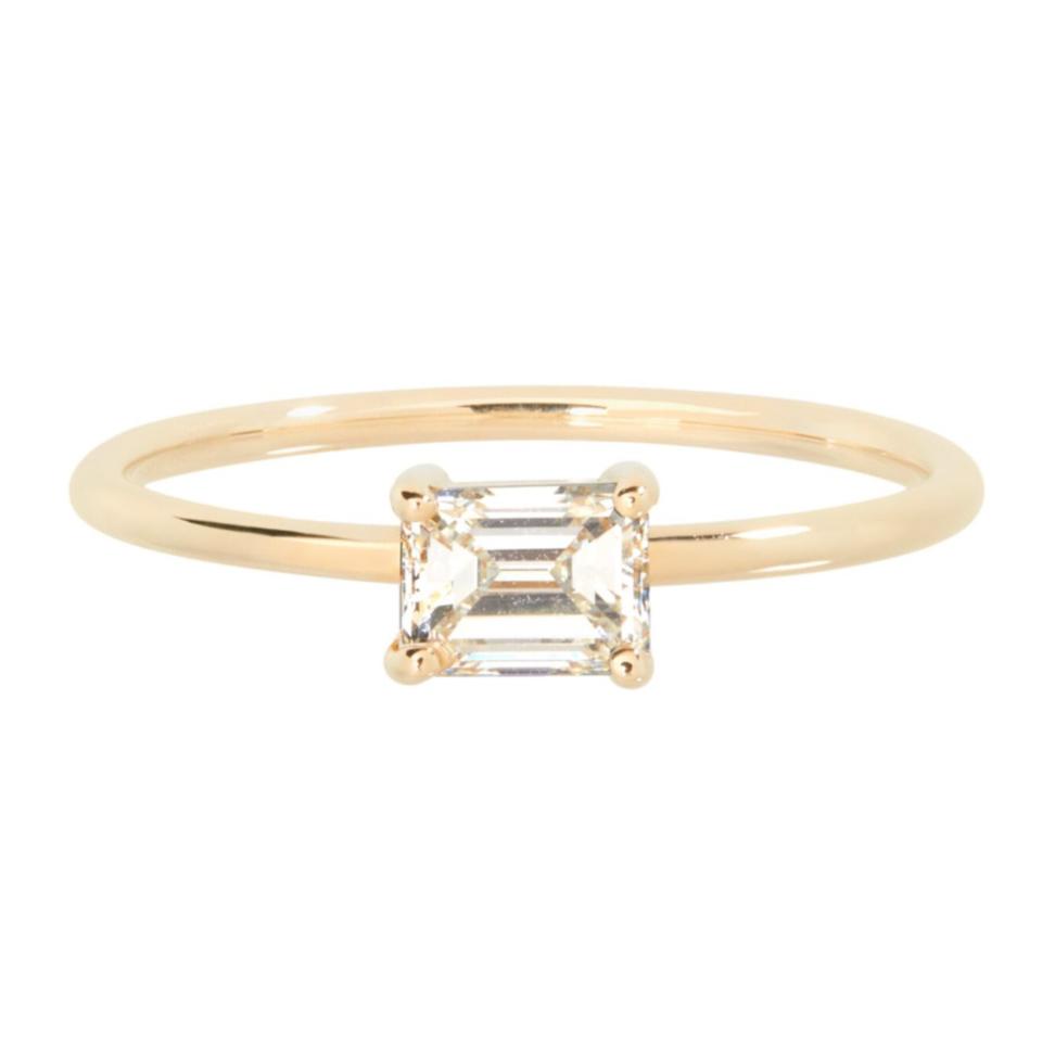 Catbird NYC simple solitaire emerald cut diamond engagement ring