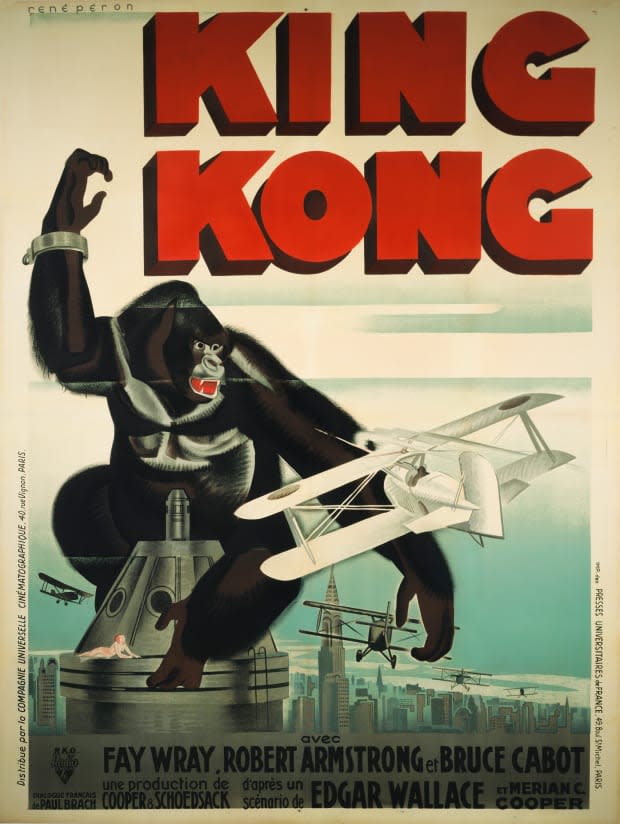 A poster for Merian C. Cooper's 1933 film "King Kong"<p><a href="https://www.gettyimages.com/detail/552049971" rel="nofollow noopener" target="_blank" data-ylk="slk:Movie Poster Image Art/Getty Images;elm:context_link;itc:0;sec:content-canvas" class="link ">Movie Poster Image Art/Getty Images</a></p>