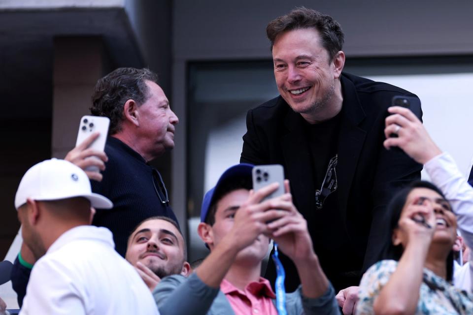 Elon Musk at the US Open on September 8 (Getty Images)