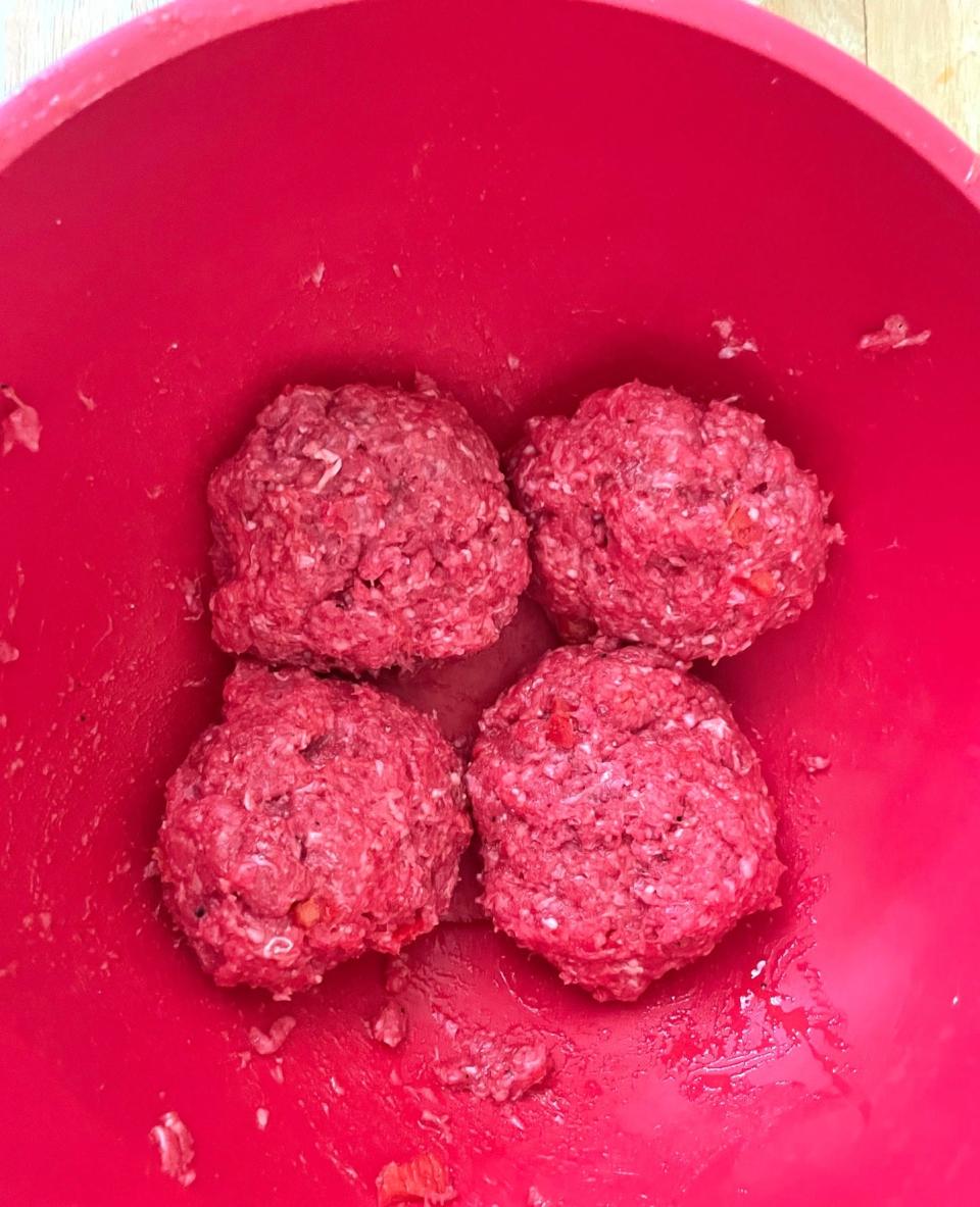 Making the patties for Gordon Ramsay's Burger