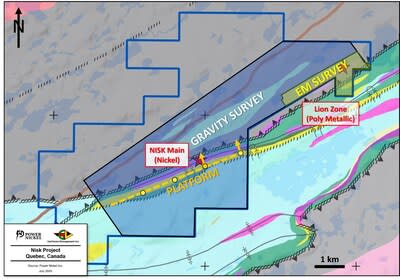 Figure 3: Plan view showing the extent of the ongoing ground-based geophysical surveys conducted at the Lion Zone. (CNW Group/Power Nickel Inc.)