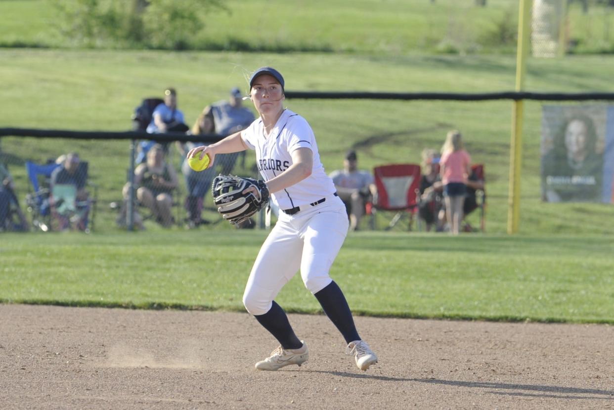 The Adena Warriors and Unioto Shermans softball teams faced off in a Scioto Valley Conference matchup at Adena Softball Field on April 15, 2024, in Frankfort, Ohio. Unioto won the game 6-2.