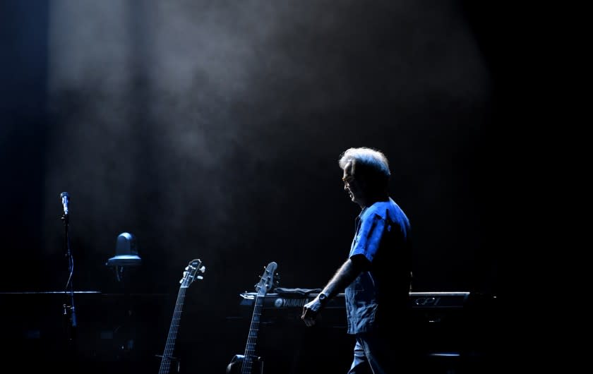 INGLEWOOD, CALIFORNIA SEPTEMBER 14, 2017-Singer Eric Clapton takes the stage at the Forum in Inglewood Wednesday night. (Wally Skalij/Los Angeles Times)