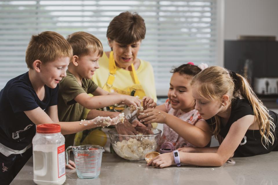 Helen Higgins with her grandchildren. Image: Supplied