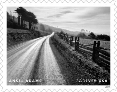 El Servicio Postal de EE. UU. revela estampillas adicionales para 2024 - Estampilla de Ansel Adams - Crédito de la imagen: Servicio Postal de EE. UU.