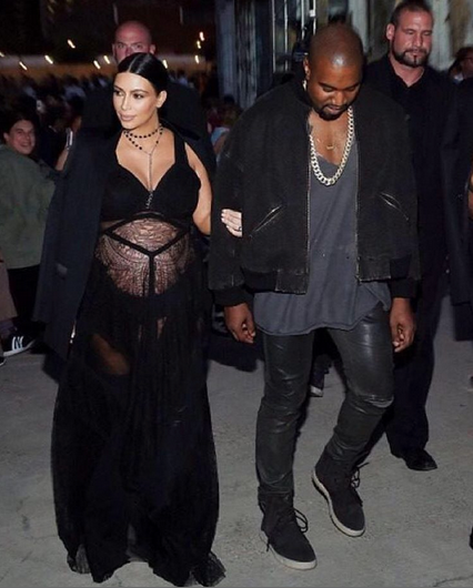 A pregnant Kim Kardashian posted this cute snapshot of herself and Kanye after the Givenchy show. [Photo: Instagram/Kim Kardashian]