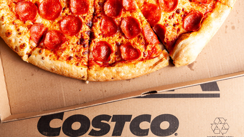 box of Costco pizza