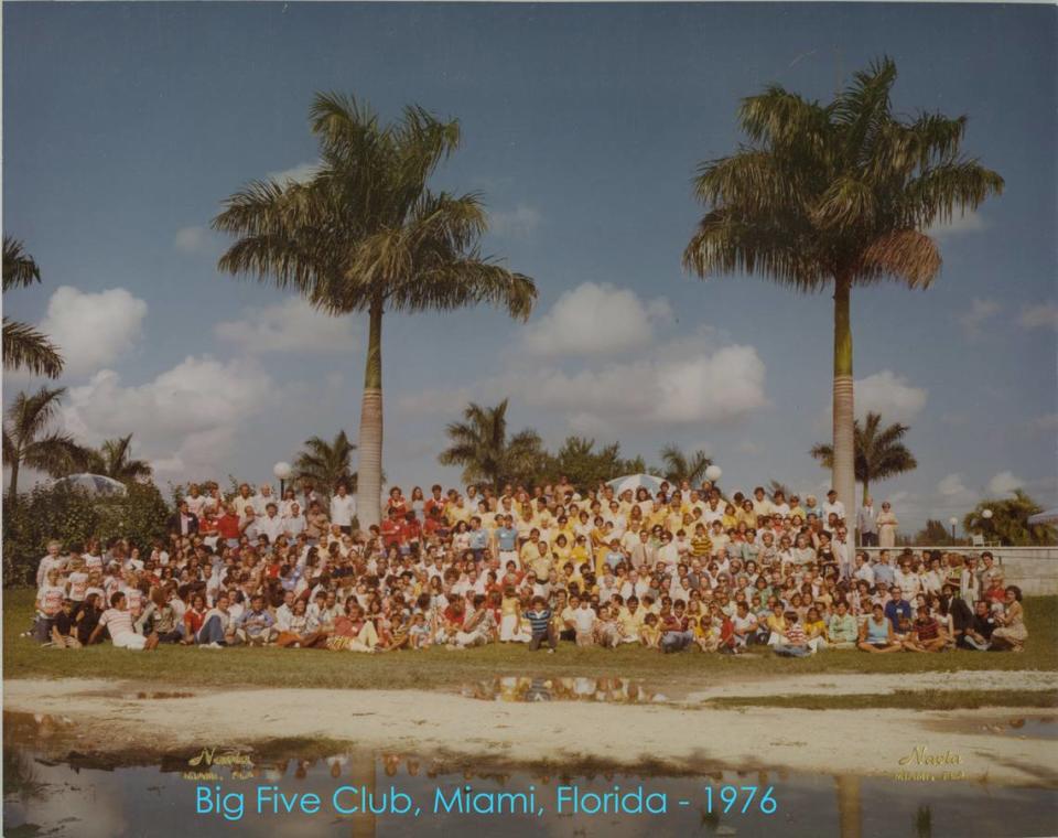 A photo of the first Mendoza family reunion outside Cuba at the Big Five Club in Miami in 1976.