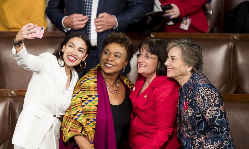 <p>Alexandria Ocasio-Cortez, D-N.Y., Barbara Lee, D-Texas, Annie Kuster, D-N.H., and Jan Schakowsky, D-Ill.</p>