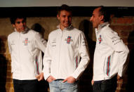 F1 Formula One - Williams Formula One Launch - London, Britain - February 15, 2018 Williams' Driver Lance Stroll, Driver Sergey Sirotkin and Reserve and Development Driver Robert Kubica during the launch Action Images via Reuters/Paul Childs