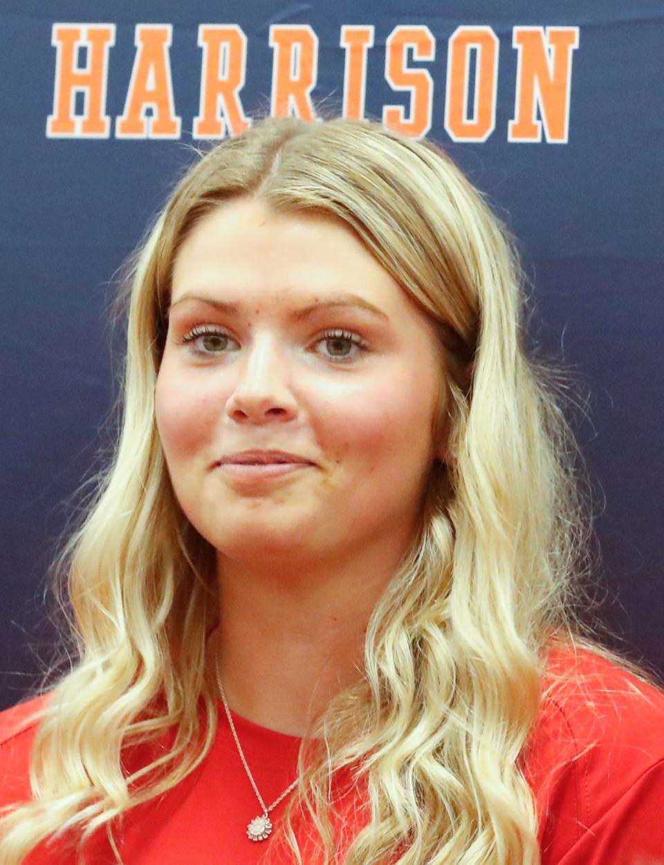 Harrison Raider Chelsea Parker smiles during signing day, Wednesday, Nov. 8, 2023, at Harrison High School in West Lafayette, Ind. Parker signed to DePaul for softball.