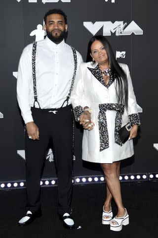 <p>Noam Galai/Getty </p> Joyner Lucas and Annie Young