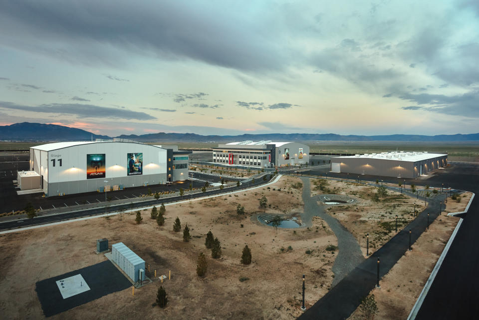 Netflix Albuquerque Studios - Aerial view of Stages 9, 11 and the Mill at Netflix Albuquerque Studios in Albuquerque, New Mexico in June 2024. Photo credit: Campbell Bishop/Netflix ©2024