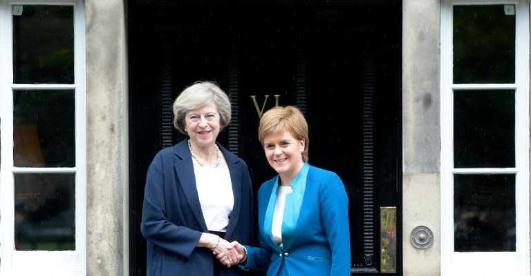 Scotland's First Minister Nicola Sturgeon (R), pictured with British Prime Minister Theresa May in July 2016, has been the most vocal of the first ministers since the June 23 Brexit vote