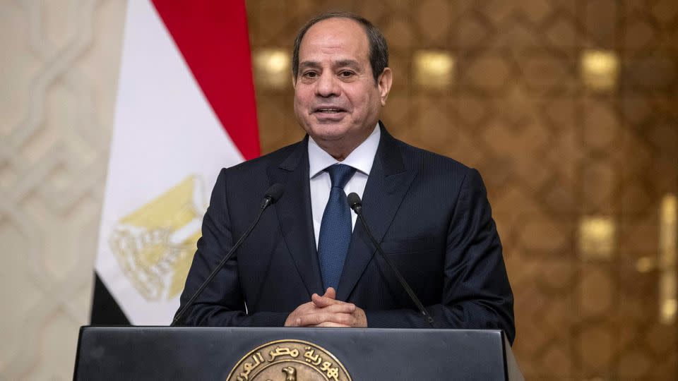 Egyptian President Abdel Fattah el-Sisi speaks during a press conference in Cairo, Egypt on November 24. - Nicolas Maeterlinck/BELGA MAG/AFP/Getty Images