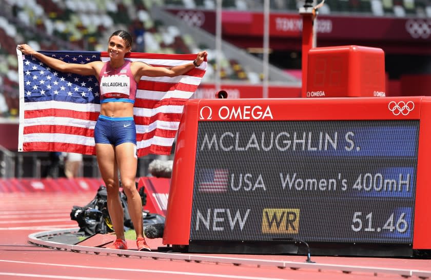 -TOKYO,JAPAN August 4, 2021: USA's Sydney McLaughlin poses.