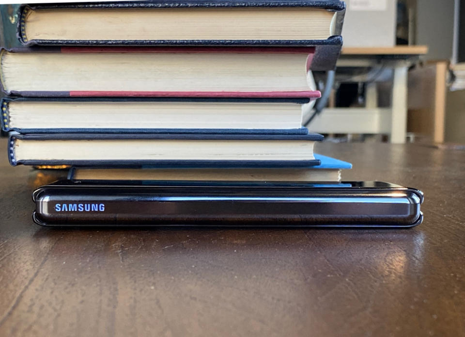 The Samsung Galaxy Fold's display is foldable, but that also makes the phone relatively thick. (Image: Howley)