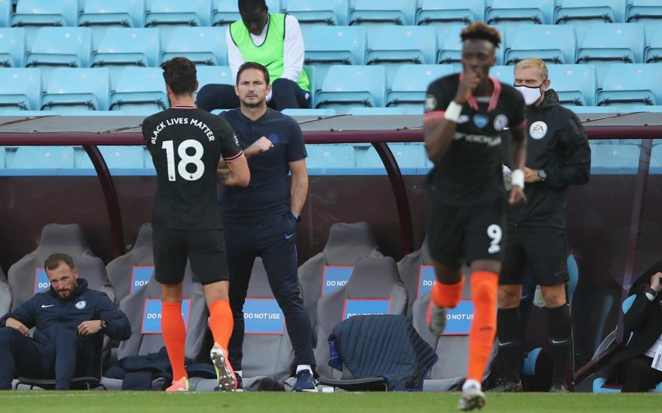 Frank Lampard gives Tammy Abraham a chance from the bench against Aston Villa, taking Olivier Giroud (18) off after 80 minutes - REUTERS