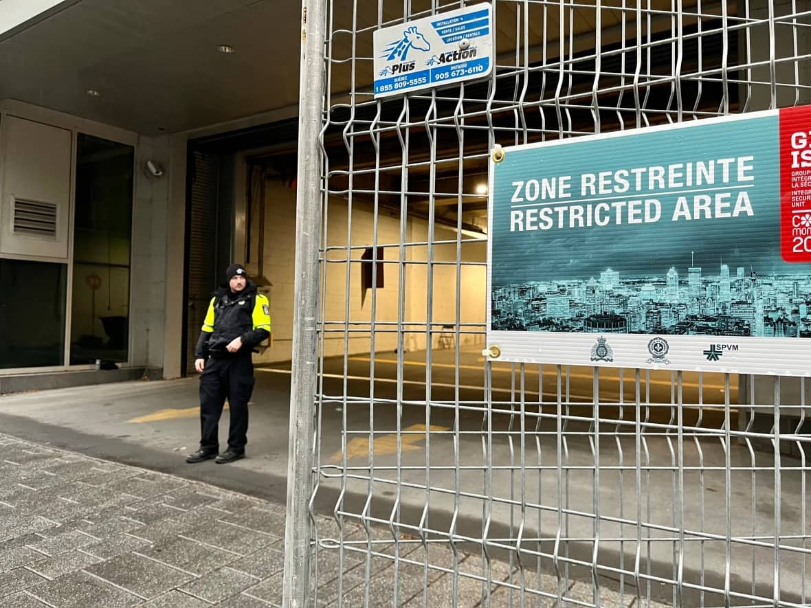 There will be a heavy police presence in and around the Palais des Congrès until the end of COP15.  (Alison Northcott/CBC - image credit)