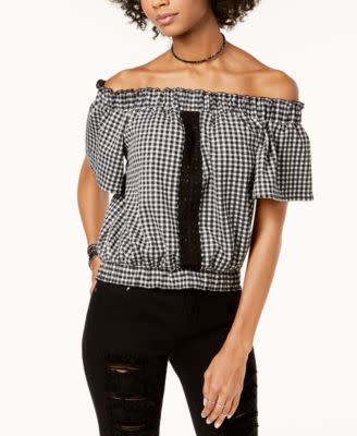 Off-The-Shoulder Gingham Top