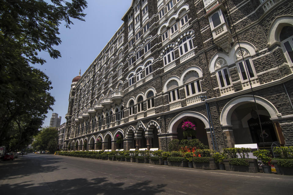 MUMBAI, INDIA - MARCH 25: Deserted view of Taj Heritage at Gateway of India, on March 25, 2020 in Mumbai, India. Prime Minister Narendra Modi on Tuesday announced complete lockdown of the entire country, as part of the governments stringent efforts to tackle coronavirus disease Covid-19. This lockdown will be in place for 21 days and more stringent than Janta Curfew. Although, ration shops, groceries, fruits and vegetable shops, dairy and milk booths, meat and fish shops, animal fodder will remain open during the 21-day lockdown. (Photo by Pratik Chorge/Hindustan Times via Getty Images)