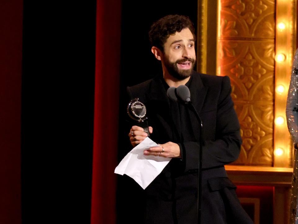 Brandon Uranowitz accepts the award for Best Featured Actor in a Play (Getty Images for Tony Awards Pro)